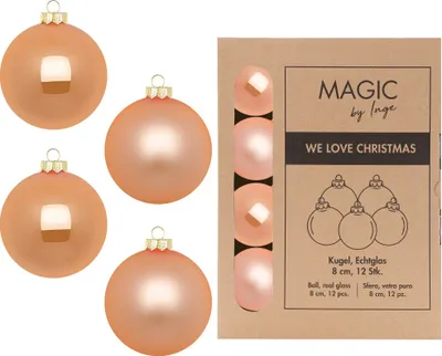 Produktbild von Weihnachtskugeln Glas 8cm 12 Stück - Sweet Melon