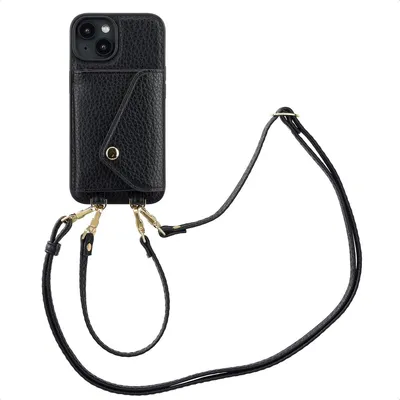 Zdjęcie produktu dla Etui na telefon Selencia Sera ze sznurkiem i kopertą na karty do Apple iPhone 14 - czarne