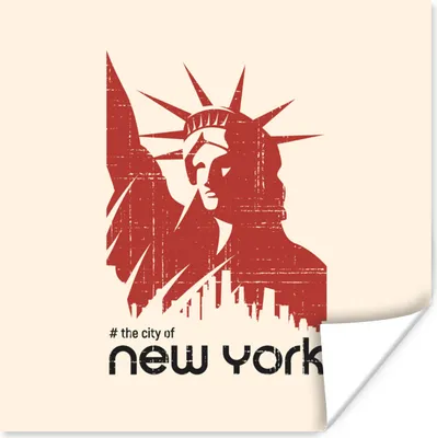 Produktbild von MuchoWow® Poster New York - Freiheitsstatue - Rosa 50x50 cm - Wohnzimmerdekoration