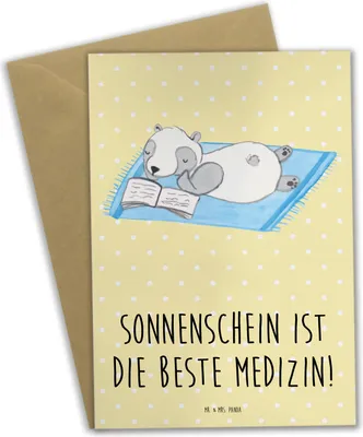 Produktbild von Mr. & Mrs. Panda Glückwunschkarte Sommer Sonnenschein - Gelb Pastell - Geschenk, hochzeitskarten, Kuscheln, weihnachtskarten, Strand, Summer Feelings, summende Bienen