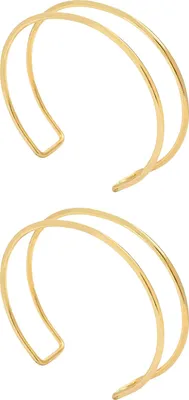 Produktbild von 2 Stück Damenarmbänder, doppellagig, offen, verstellbar, poliert, rutschfest, übertriebener Stil, einfarbig, Metall-Armmanschetten, Damenschmuck