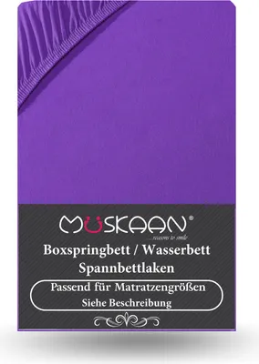 Produktbild von Premium Jersey Spannbettlaken 180x200 cm - 200x220 cm + 40 cm Boxspringbett mit Elasthan lila