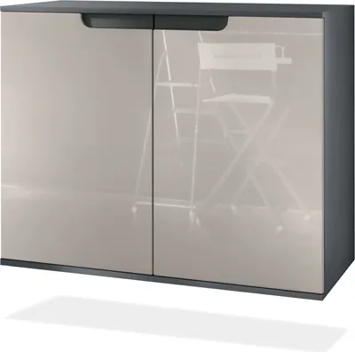 Produktbild von Vladon Kommode Sylt V3, Moderner Küchenschrank mit 2 großen Türen Anthrazit matt / Sandgrau Hochglanz (92,5 x 73.5 x 35)