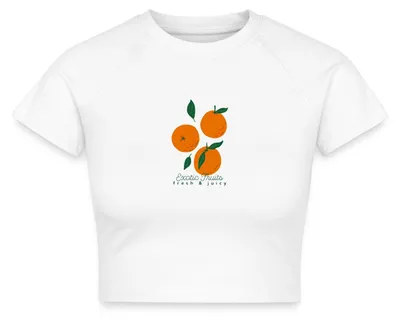 Produktbild von Spreadshirt Orangen Früchte Sommer Italien Urlaub Apulien Crop Top, S, Weiß