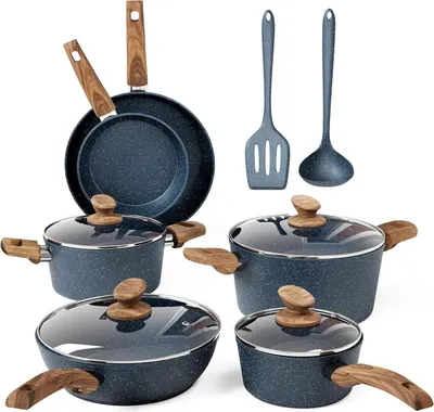 Image de Kitchen Academy 12 pcs. Set de casseroles et poêles anti-adhésives induction four à gaz micro-ondes bleu