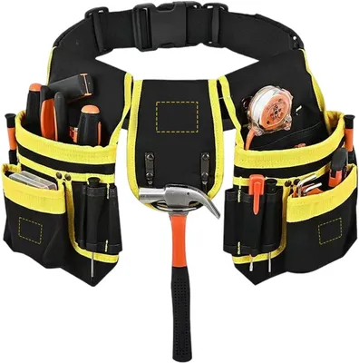 Produktbild von Werkzeuggürtel mit 26 Fächern, magnetisch, Heimwerker-Werkzeugtasche mit Hammerhalter, breiter, abnehmbarer und verstellbarer Gürtel, Werkzeugtasche für Männer, Elektriker, Zimmerleute, Bauarbeiter, Zimmerleute