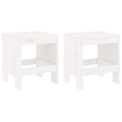 Produktbild von Gartenhocker 2 Stk. Weiß 40x36x45 cm Massivholz Kiefer