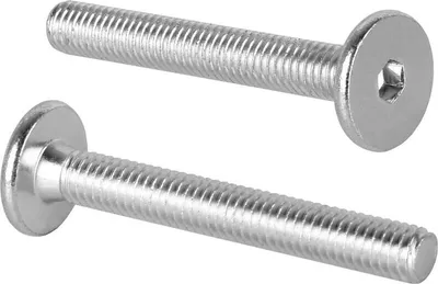 Zdjęcie produktu dla Śruby z łbem płaskim M6 Śruby meblowe Złącze meblowe 50mm typ KF z gniazdem sześciokątnym ISK 4mm - 10 sztuk