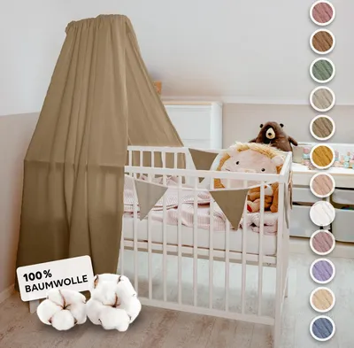 Produktbild von Handgefertigter Musselin Betthimmel aus 100% Baumwolle für Babybett