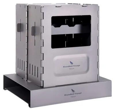 Image de Réchaud de camping pliable - Titane - Léger et portable, avec plaque de cuisson pour la randonnée