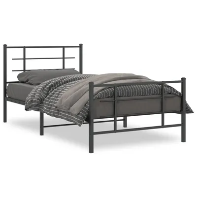 Produktbild von vidaXL Bettgestell mit Kopf- und Fußteil Metall Schwarz 107x203 cm