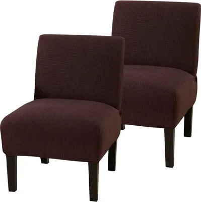 Obrázek produktu pro 2 kusy Stretch Armless Chair Cover, vodoodpudivé žakárové kryty židlí Odnímatelné omyvatelné kryty křesel, Accent Chair Cover, Brown