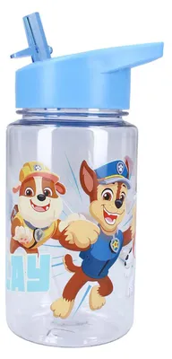 Produktbild von Paw Patrol Trinkflasche – 450 ml mit Strohhalm & Traggriff, transparent