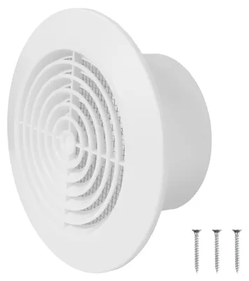 Imagen del producto de Rejilla de ventilación redonda de plástico - 100 mm - Blanca - Con malla antiinsectos