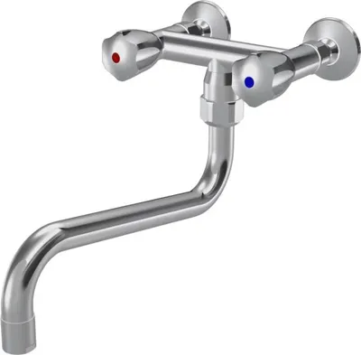 Produktbild von Wand-Zweigriffmischer für Profi-Küchen | Schwenkauslauf | Messing | chromeline