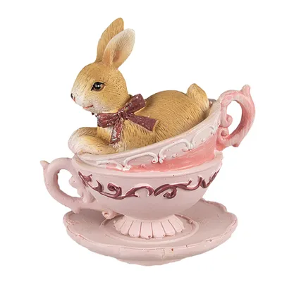Produktbild von Clayre & Eef Figur Kaninchen 9 cm Braun Rosa Polyresin