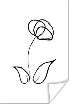 Produktbild von MuchoWow® Poster Tulpe - Blume - Strichzeichnung 60x90 cm - Wanddekoration