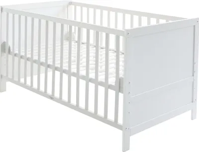 Produktbild von roba Kombi-Kinderbett, 70 x 140 cm, weiß, 3-fach verstellbar, Schlupfstäbe, umbaubar zum Juniorbett