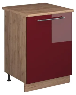 Produktbild von Spülenunterschrank Vicco Fame-Line Bordeaux Hochglanz/Goldkraft Eiche 60 cm, Model 63381