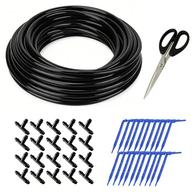 Bewässerungsschlauch 30 m, 3/5 mm, mit 20 Tropfern und T-Stücken