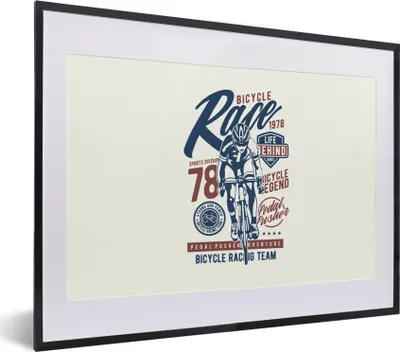 Produktbild von MuchoWow® MuchoWow® Gerahmtes Poster Straßenradsport - Rennen - Vintage 40x30 cm - Poster mit zchwarzem Bilderrahmen - Bilderrahmen - Poster im Rahmen