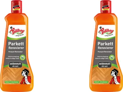 Produktbild von Poliboy Parkett Renovierer Seidenmatt 2er Set - 1L, Inhalt jeweils 500ml - für strapazierte Holz- und Korkböden