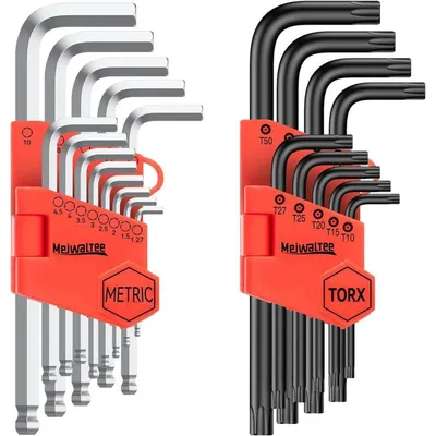 Immagine prodotto di Set di chiavi a Esagono da 22 pezzi con punta Torx e a sfera, da 1,27 a 10 mm, T10-T50, acciaio Cr-V