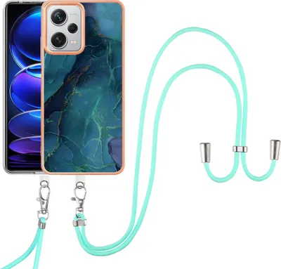 Produktbild von Redmi Note 12 Pro+ Handykette Hülle, Muster TPU Bumper Schutzhülle mit verstellbarem Tragegurt für Xiaomi Redmi Note 12 Pro+ Grün