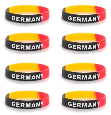 Produktbild von Set mit 8 Silikon-Armbändern in den Farben der deutschen Flagge