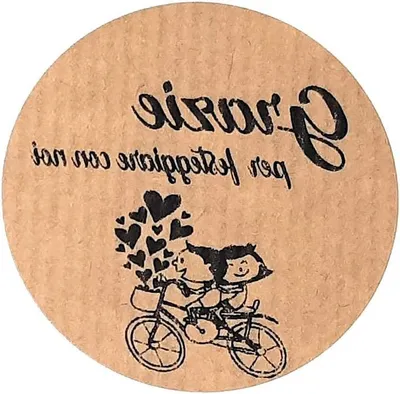 Productafbeelding van Kraftpapier Etiketten - Ronde Stickers - Feestelijke Decoratie - Italiaanse Tekst - 100 Stuks - Bruin
