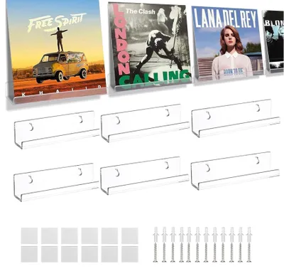 Produktbild von Set mit 6 Wandhalterungen für Schallplatten – Transparente Vinylplatte