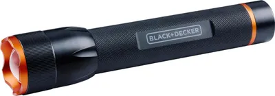 Produktbild von BLACK+DECKER LED Taschenlampe 350 Lumen - 6W - 200M Reichweite - 3 Lichtmodi: Hoch, Niedrig, Pulsierend - Schwarz/Orange