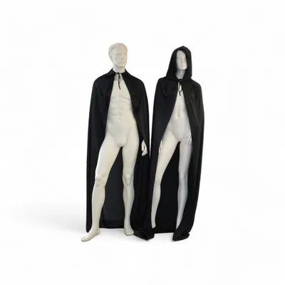 Produktbild von Halloween Umhang XS (80cm) Schwarz mit Kapuze für Vampire, Larp, Cosplay ...