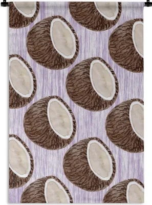 Produktbild von MuchoWow® Wandteppich Wandbehang Kokosnuss - Frucht - Lila 120x180 cm Tapisserie Dekoration Wandtuch - Schlafzimmer - Dekorationen für das Haus