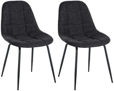 Produktbild von CLP 2er Set Stuhl Tom Kunstleder oder Stoff mit Metallgestell dunkelgrau Material Stoff