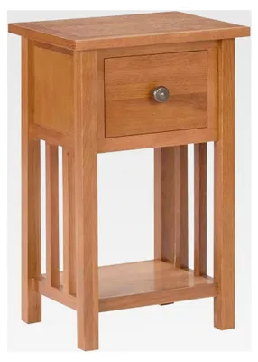 Produktbild von Zeitungstisch mit Schublade, 35x27x55 cm aus Massivholz Eiche, kompakter Beistelltisch für Wohnzimmer, Schlafzimmer und Flur