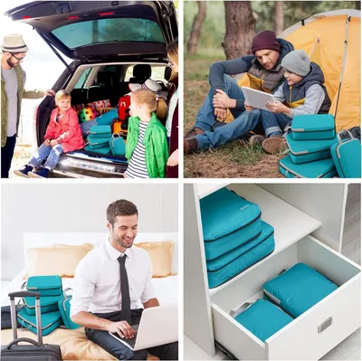 Produktbild von Kompressionskleidungstaschen - Kofferorganizer - 4 Stück - Blau