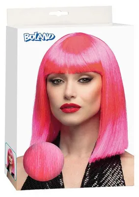 Immagine prodotto di Parrucca da ballo rosa neon lunga fino alle spalle con frange