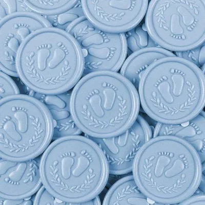 Zdjęcie produktu dla Samoprzylepne naklejki lakiernicze, 48 sztuk, odciski stóp niemowlęcia, wysoka jakość