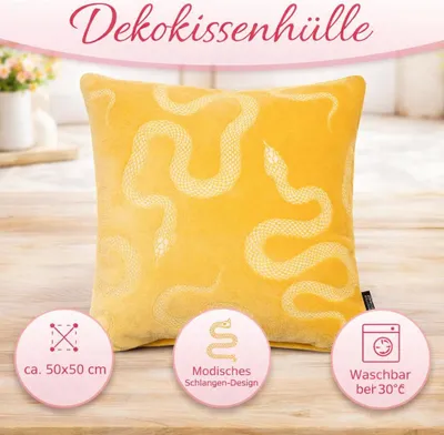 Produktbild von 1 Dekokissenhülle Schlangen-Motiv Jacquard-Design waschbar ca. 50x50cm