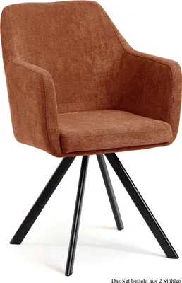 Produktbild von Armlehnstuhl drehbar (2er-Set) Devka 57x87x60 Schwarz/Cognac