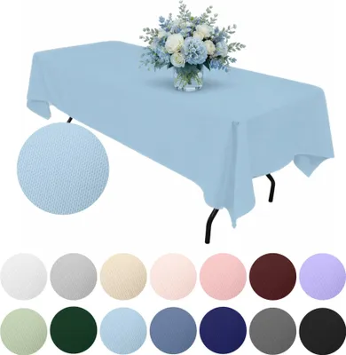 Produktbild von MEBLE ODNOWA, Tischdecke, Glatt Tischdecke, Rechteckig, Hellblau, 140×240 cm, Matt, Tischschutz, Elegant, Formstabil, Elastisch, Strapazierfähig, Maschinenwaschbar