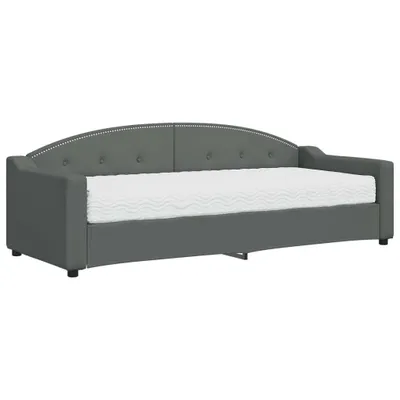 Image de vidaXL Lit de jour avec matelas gris foncé 80x200 cm Tissu