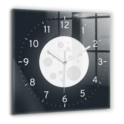 Produktbild von Wallfluent Große Wanduhr  – Stilles Quarzuhrwerk - Uhr Dekoration Wohnzimmer Schlafzimmer Küche - weiße Zeiger - 60x60 cm - Vollmond