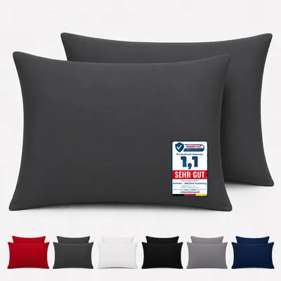 Produktbild von Komfortec Premium Kissenbezug 60x70 cm – 2er Set – Kissenhülle mit Reißverschluss – 100% gebürstete Mikrofaser– Superweich – Anthrazit Kopfkissenbezug, KI-generiertes Bild
