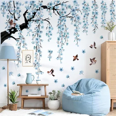 Produktbild von Wandtattoo Baum mit Kirschenblüten in Blau (157x128 cm)