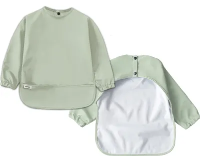 Produktbild von Ärmellätzchen Größe M mit Auffangtasche Baby und Kleinkind aus recyceltem Polyester Lätzchen Laurel Green