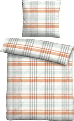 Produktbild von Traumhaft schlafen - Castell - Markenbettwäsche Baumwoll Seersucker Bettwäsche 0020373 KARO color: nektarine, size: 1x 135x200 cm + 1x 80x80 cm
