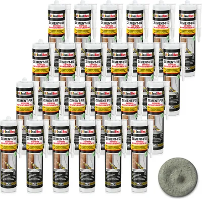 Produktbild von Isolbau Zement-Fix 24 x 300 ml Zementgrau Express Reperaturmörtel - Dichtungsmasse für Fugen & Risse im Innen- & Außenbereich, Kartusche