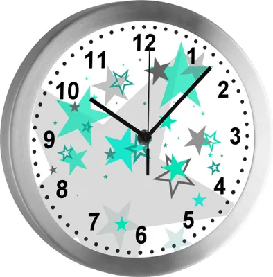 Produktbild von Funkuhr, Kinder Wanduhr, Kinderuhr, Kinderzimmer Sternenhimmel türkis grau